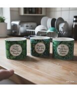 Assorted Floral Green Ceramic Planter Pots, Set of 3, 4.5-Inch with Witt... - $22.56