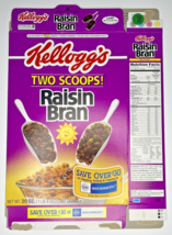 1997 Empty Kellogg&#39;s Raisin Bran Two Scoops 20OZ Cereal Box SKU U198/201 - £14.93 GBP