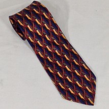 Stafford Men&#39;s Neck Tie  Blue w/Red - Gold Accent Silk 60&quot;inches x 3.75&quot;... - $6.99