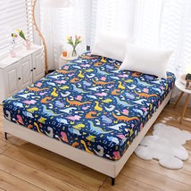 Bedding Fitted Sheet With Deep Pocket,Thicken Printed Fabric Bed Sheets (Navy Bl - £26.85 GBP
