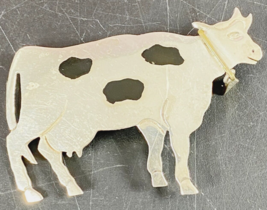 Jersey Dairy Cow Mexico Sterling Silver Brooch Taxco Vintage Pin  Black Silver - £18.55 GBP
