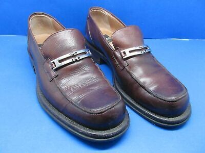 Bacco Bucci Square Toe Slip On Italian Brown Leather Casual Shoes Size 10.5 D