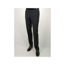 Mens MANTONI Flat Front Pants 100% Wool Super 140's Classic Fit 46306-3 Charcoal image 7