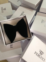 Mens FERUCCI  Oversized Bow Tie - Black Velvet Bowtie, Mens big bow tie - £39.95 GBP