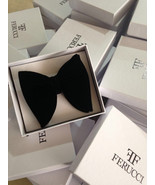 Mens FERUCCI  Oversized Bow Tie - Black Velvet Bowtie, Mens big bow tie - £39.37 GBP