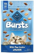 Blue Buffalo Bursts Cat Treats Paw-Lickin&#39; Chicken 2 oz Crunchy Creamy - £11.07 GBP