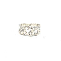 Tiffany &amp; Co Estate Triple Heart Ring 4 Sterling Silver TIF642 - £102.06 GBP