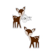Deer 925 Silver Stud Earrings - £11.19 GBP