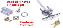 Garage Door Keyed Dead Bolt T Handle Assembly Kit Cylinder Lock Key Set ... - $34.95