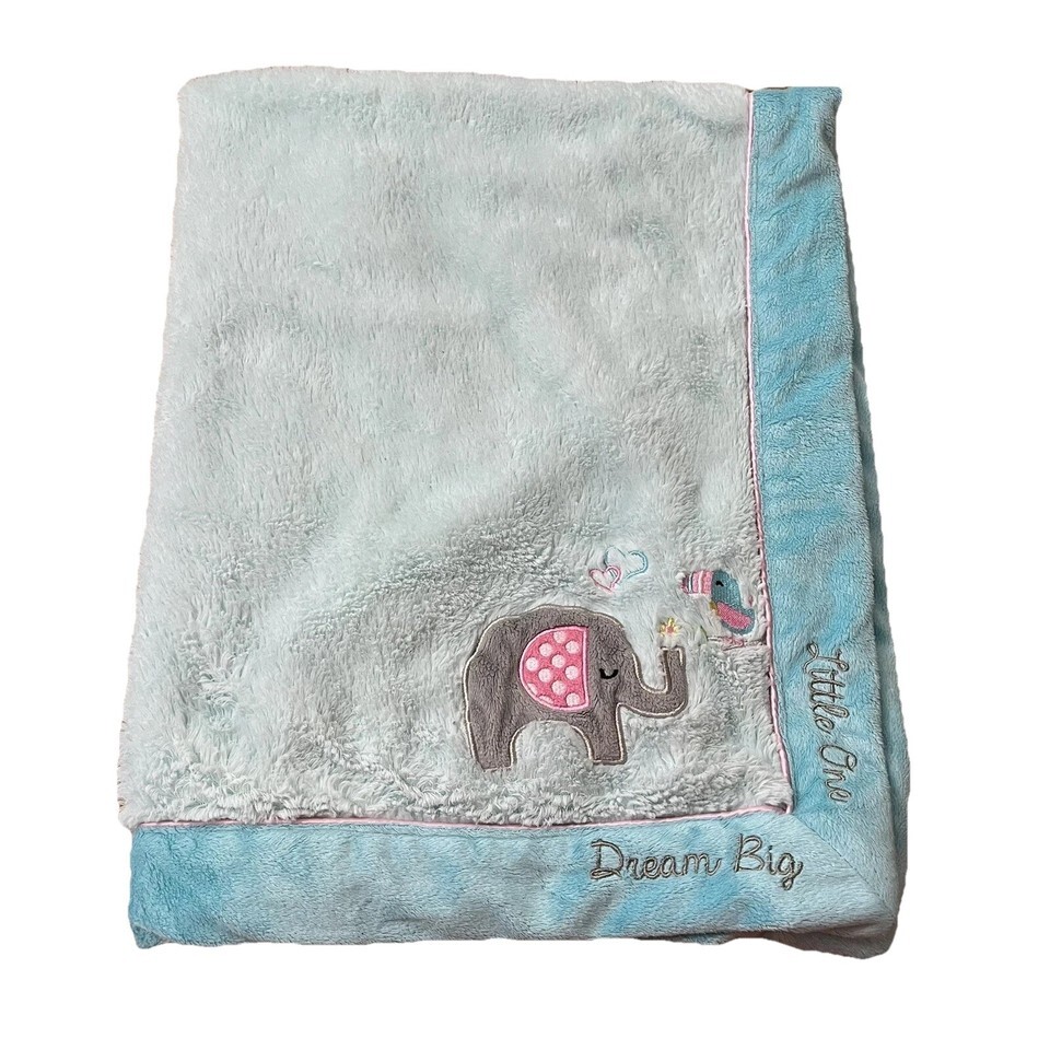 Koala Baby Dream Big Little One Aqua Elephant Toucan Baby Blanket 30.5x38.5 - $19.94