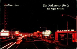 Greetings From the Fabulous Strip  Las Vegas Nevada NV Chrome Postcard A5 - £2.28 GBP