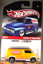 2009 Hot Wheels Slick Rides 20/34 CUSTOM &#39;77 DODGE VAN Yellow w/Real Riders 6 Sp - £17.31 GBP