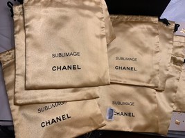 Wholesale Lot of 10 Chanel Sublimage Makeup Pouch Gold Drawstring Bag Authentic - £42.57 GBP