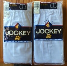 Lot of 2 Vintage Jockey Life Mens White Tapered Boxer Underwear Size 38 NOS 1999 - £30.92 GBP