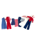 Vintage Barbie Doll Clothes Lot 1980s 1990s Striped Red White Blue Overalls - £21.51 GBP
