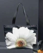 Polyester Daisy Flower Tote Fully Lined 17.5&quot; Long Black Background 13&quot; ... - €21,02 EUR