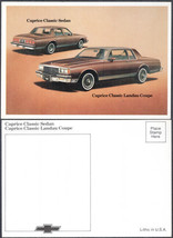 1987 Chevrolet Dealer Postcard - Caprice Classic Sedan and Coupe - £3.99 GBP