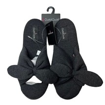 Cuddl Duds Jersey Knit Bow Slide Slipper Size Medium 7-8 Black New - £16.81 GBP