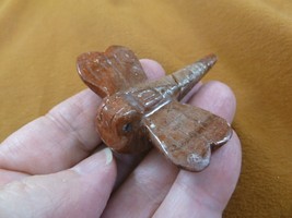 Y-DRAG-302) red DRAGONFLY fly figurine BUG carving SOAPSTONE PERU dragon... - $14.01