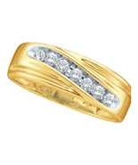 14k Yellow Gold Mens Round Diamond Wedding Anniversary Band Ring 1/4 Cttw - £367.87 GBP