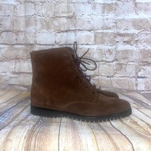 Salvatore Ferragamo Boutique Fur Lined Suede Lace Up Ankle Boots Size 5 NWOT - £100.48 GBP
