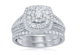 Vera wang Round Simulated Diamond 925 Sterling Silver Women Wedding Ring Set - £48.08 GBP