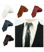 Real 100% Neck Tie Genuine Soft Leather Lambskin Wedding Partywear Men&#39;s... - £28.34 GBP