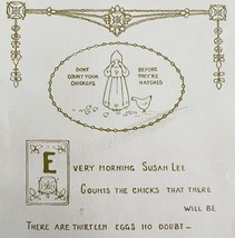 Don&#39;t Count Your Chickens 1906 Wise Sayings Print 6 x 4&quot; MilIicent Sower... - $19.99