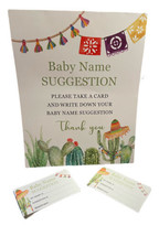 Fiesta Baby Shower Game: Name Suggestion Sign &amp; 50 Vote Cards &amp; 10 Balloons - £17.40 GBP