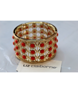Liz Claiborne Gold Tone Stretch Bracelet Coral Dots All Around New - $20.24 CAD