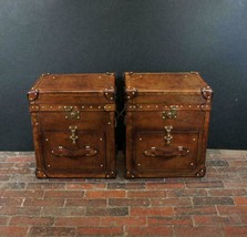 Vintage Bespoke Handmade English Campaign Chests Nightstands - £755.72 GBP