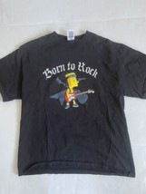 Bart Simpson Born To Rock Guitar  Size Large Shirt Black The Simpsons Tv Show - $18.26