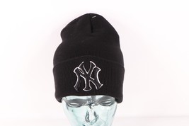 NOS Vintage Hip Hop New York Yankees Baseball Knit Winter Beanie Hat Cap Black - £54.76 GBP