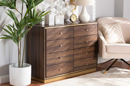 Davina Walnut Brown and Gold Metal 8-Drawer Dresser - $9,926.53 MXN