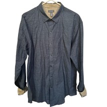 Van Heusen XL 17 - 17.5 Long Sleeve Button Up Dress Shirt Speckled Blue ... - $11.43