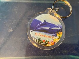 Florida Souvenir St. Pete Beach Dolphin Keychain Bag Clip Ocean Fish Circle - £9.58 GBP