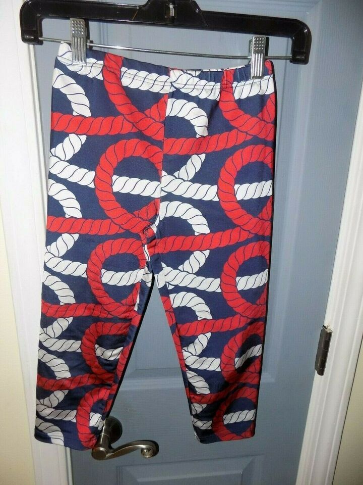 Primary image for Lolly Wolly Doodle Nautical Rope Print Capri Leggings Size 14 Girl's EUC