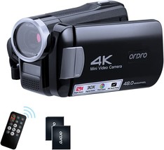 Ordro 4K Camcorder Video Camera Ir Night Vision Vlogging Camera Recorder Full Hd - £113.44 GBP