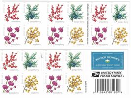 Winter Berries Book of 20 First Class US Postage Stamps Wedding Celebrat... - £14.15 GBP