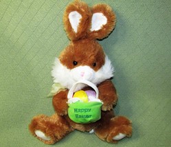 16&quot; BEST MADE TOYS EASTER BUNNY PLUSH RABBIT BROWN WITH GREEN BASKET STU... - £14.57 GBP