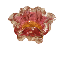 Vintage Bohemian Crystal, Vintage Bowl, Vintage Murano Cranberry Art Glass Ashtr - £157.22 GBP