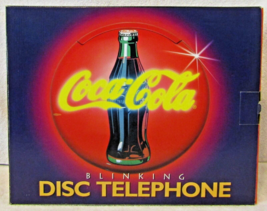 Vintage 1995 COCA COLA Button Round Disc Blinking Landline Telephone IN BOX - $49.49