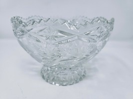 Vintage Etched Glass Pedestal Bowl Crystal Glass - £13.34 GBP