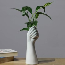 White Ceramic Vases Hand Bud Flower Vase For Decoration Hydroponically Arranged - $44.92