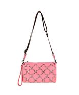 Montana West Crossbody Clutch Pink Genuine Leather Crystals and Studs NEW  - $26.99