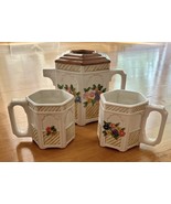Otagiri Design East Japan Teapot  And Mugs Sculpted Hand Painted Garden ... - $32.48 CAD