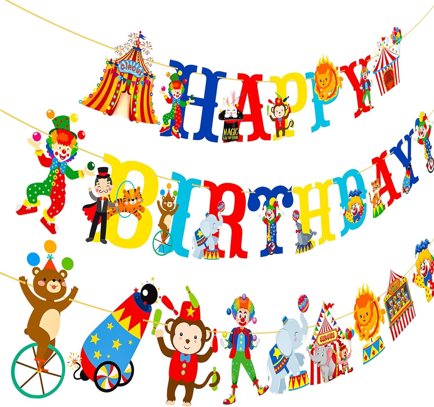 Primary image for Circus Happy Birthday Banner Carnival Party Banners Circus Birthday Party Decora