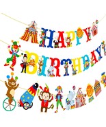 Circus Happy Birthday Banner Carnival Party Banners Circus Birthday Part... - £19.40 GBP