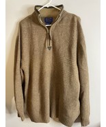 Vintage Pendleton Shetland Wool Sweater Men&#39;s Large Brown 1/4 Zip Pullover - $41.95