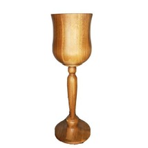 Vintage Handmade Wood Goblet 12&quot; Wooden Long Stem Goblet Wooden Cup Hand Carved - £19.97 GBP